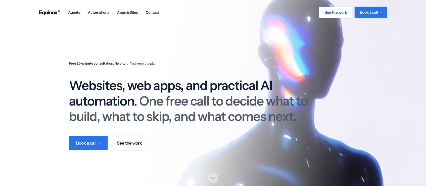 Equinox64 homepage: websites, web apps, and practical AI automation